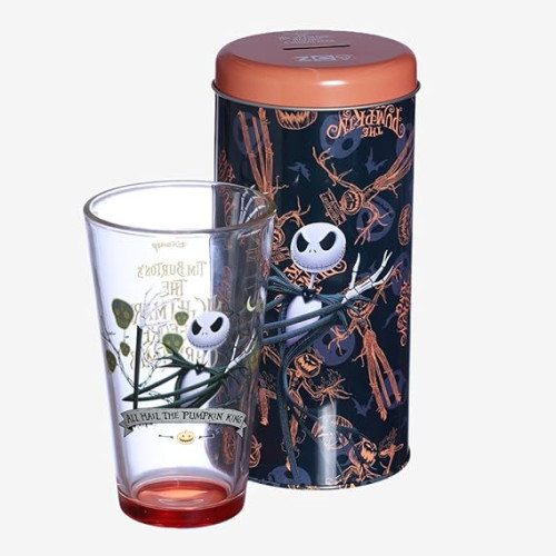 Jack Skellington Esqueleto Kit Copo De Vidro 500ml + Cofre Metal Oficial Disney-Jack Skellington-