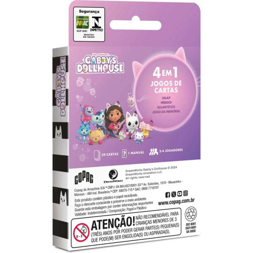 Jogo Cartas Copag Gabby's Dollhouse 4 Em 1 Dreamworks - Jogo De Tabuleiro - #