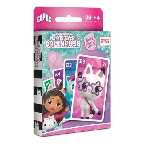 Jogo Cartas Copag Gabby's Dollhouse 4 Em 1 Dreamworks-Jogo De Tabuleiro-