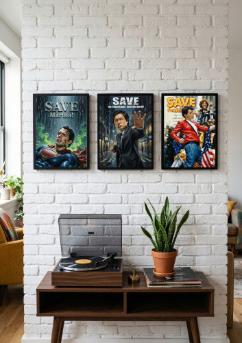 Kit 3 Quadros Decorativos Save - Superman, Hiro Nakamura e Ferris Bueller-Superman-