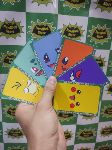 Kit 6 Adesivos Película para Cartão - Pokemon - Pikachu Bulbasauro Squirtle Charmander Skin card - NerdDog Store Nenhuma # - Produto Original