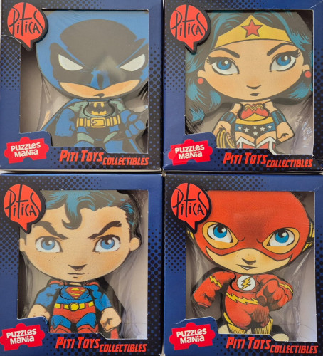 Kit Action Figures Puzzle Mania - Batman, Mulher Maravilha, Superman e Flash-PITICAS-