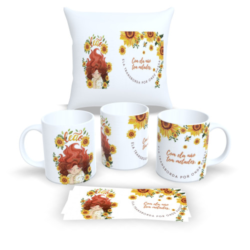 Kit Almofada + Caneca – Estilo Signos do Zodíaco - Leão-Astrologia-