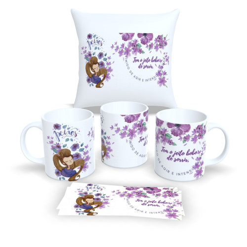 Kit Almofada + Caneca – Estilo Signos do Zodíaco - Peixes-Astrologia-