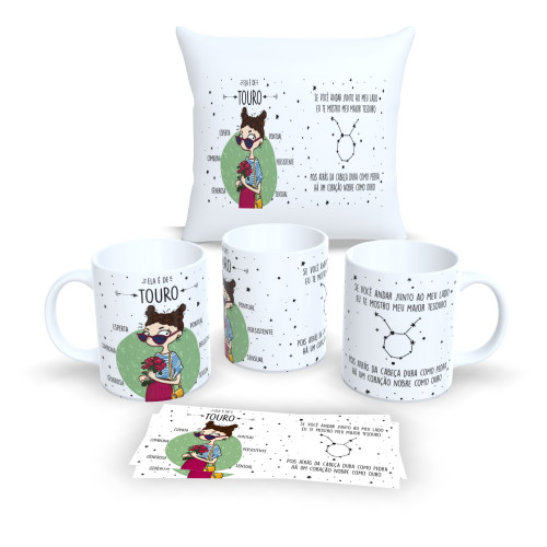 Kit Almofada + Caneca – Estilo Signos do Zodíaco - Touro-Astrologia-