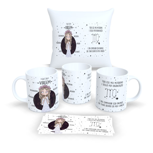 Kit Almofada + Caneca – Estilo Signos do Zodíaco - Virgem-Astrologia-