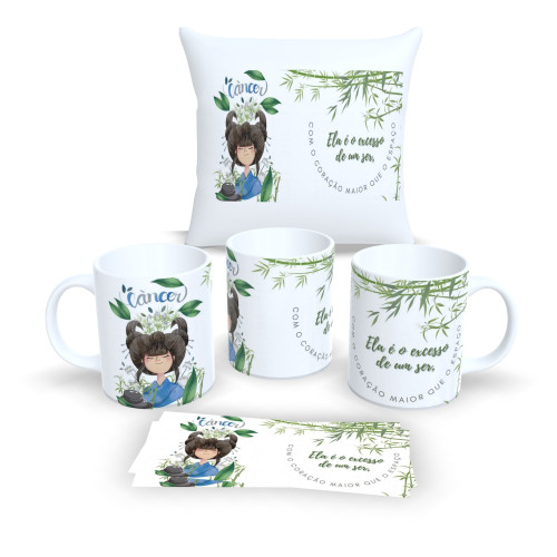 Kit Caneca e Almofada Personalizados – Estampa Signos do Zodíaco - Câncer-Astrologia-