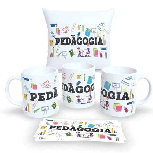 Kit Caneca e Almofada Profissões – Ótima opção de Presente – Pedagogia-Profissão-