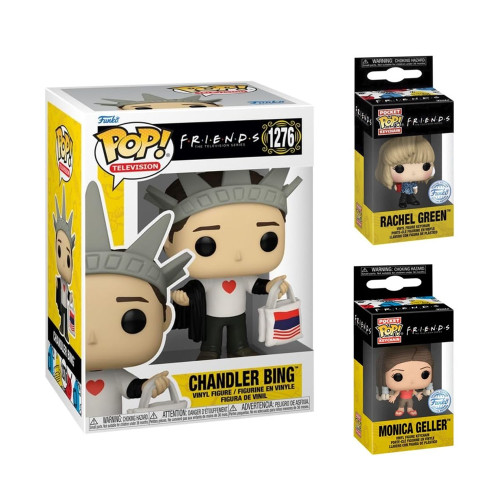 Kit Funko Pop Chandler + Chaveiros Funko Rachel + Mônica Friends #1276 - Produto Original