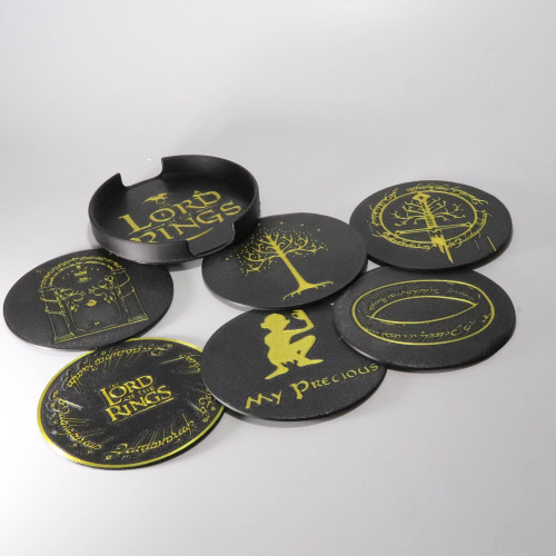 Kit Porta Copos Senhor dos Anéis 6 Peças + Suporte Preto e Dourado Senhor Dos Anéis # - Produto Original