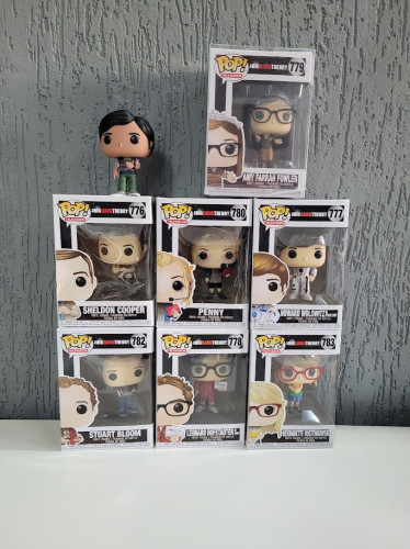 Lote 8 Funko Pop Leonard, Sheldon, Amy, Howard, Raj, Stuart, Penny E Bernadette - Coleção Completa-The Bing Bang Theory-1