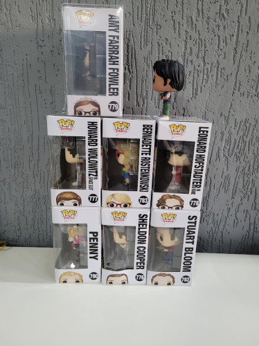 Lote 8 Funko Pop Leonard, Sheldon, Amy, Howard, Raj, Stuart, Penny E Bernadette - Coleção Completa - The Bing Bang Theory - #1