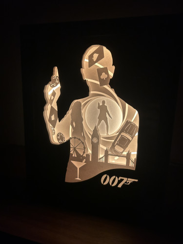Placas e Quadros Decorativos Luminária 007 James Bond - Shadowbox 007 James Bond # - Produto Original