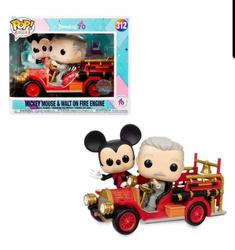 Funko Pop - Mickey Mouse And Walt Disney On Fire Engine - Disneyland 70th-Disney - Pop! Rides - Disneyland 70th-312