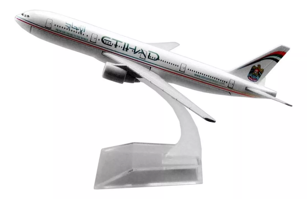 Action Figures Miniatura Aviao Boeing 777 Etihad Airways Aeronave Comercial Airplane-Geek-