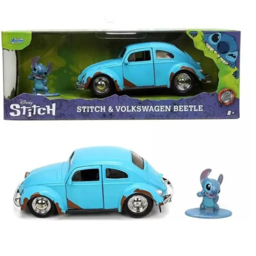 Action Figures Miniatura Fusca Volkswagen Com Boneco Stitch Jada Toys Metal Escala 1:32 Disney Lilo E Stitch # - Produto Original