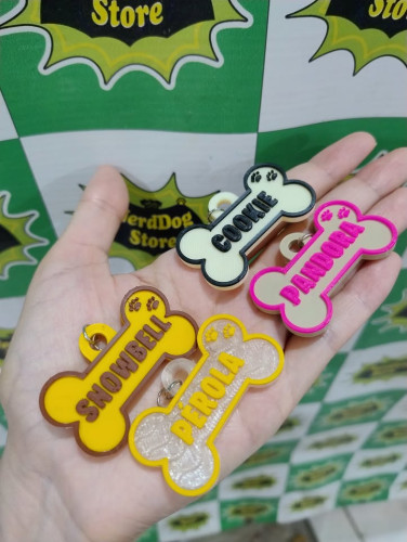 Pingente de Identificação para Pets - Chaveiro Coleira Presente Brinde - NerdDog Store Nenhuma # - Produto Original
