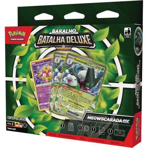 Pokemon Baralho Batalha Deluxe Meowscarada EX PS 310 60 Cartas Copag - Pokemon Estampas Ilustradas - #