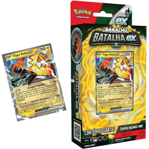 Pokemon Deck de Batalha TCG Tapu Koko Ex - 003 Copag 60 Cartas - Pokemon Estampas Ilustradas - #