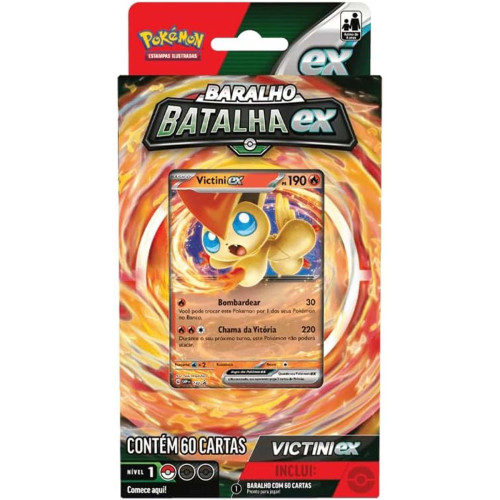 Pokemon Deck de Batalha TCG Victini Ex PS 190 Copag 60 Cartas - Pokemon Estampas Ilustradas - #