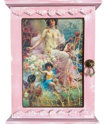 Porta-chaves Em Mdf - Tons De Cor-de-rosa Artesanal # - Produto Original