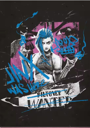 Poster Graffiti - JINX - Pôster Arcano Decoração de Parede (Impressão Estética em Tela) Arcane League Of Legends # - Produto Original