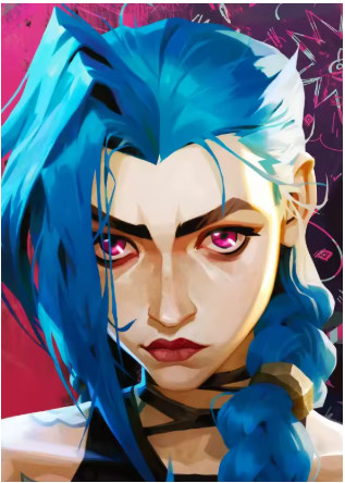 Poster Graffiti - JINX - Pôster Arcano Decoração de Parede (Impressão Estética em Tela) Arcane League Of Legends # - Produto Original
