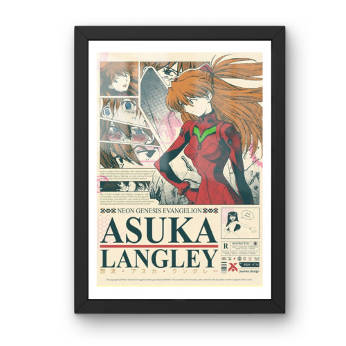 Quadro Decorativo A3 - Asuka Langley -  Neon Genesis Evangelion - Moldurado Premium Personalizado # - Produto Original