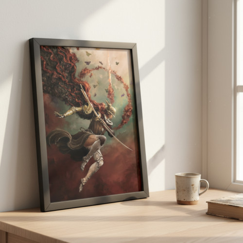 Quadro Decorativo A3 - Elden Ring - Malenia - Modelo 004# - Moldurado Premium - Moldurado - #