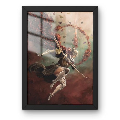 Quadro Decorativo A3 - Elden Ring - Malenia - Modelo 004# - Moldurado Premium-Moldurado-