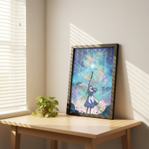 Quadro Decorativo A3 - Frieren E A Jornada Para O Além - Moldurado - Modelo Ii - Moldurado - #