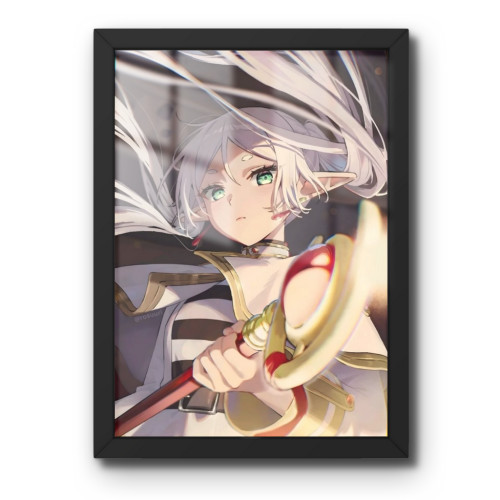 Quadro Decorativo A3 - Frieren E A Jornada Para O Além - Moldurado Premium - Modelo Iv-Moldurado-
