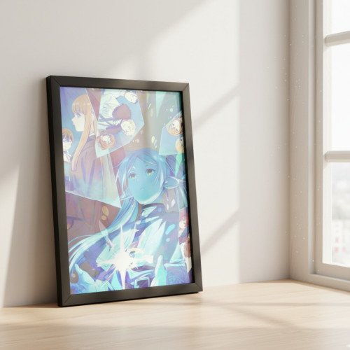 Quadro Decorativo A3 - Frieren E A Jornada Para O Além - Moldurado Premium - Modelo Xi - Moldurado - #
