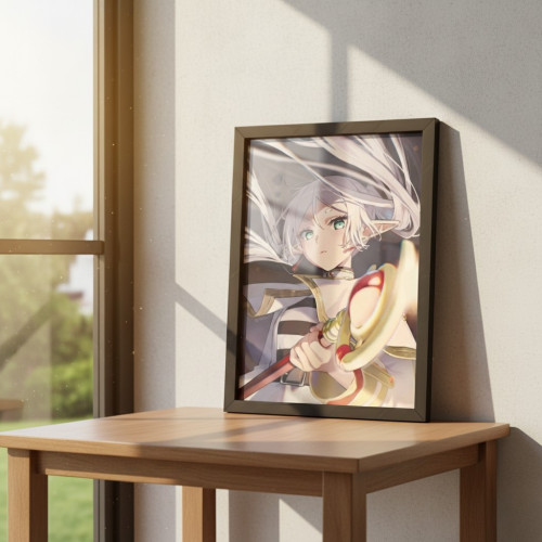 Quadro Decorativo A3 - Frieren E A Jornada Para O Além - Moldurado Premium - Modelo Iv - Moldurado - #