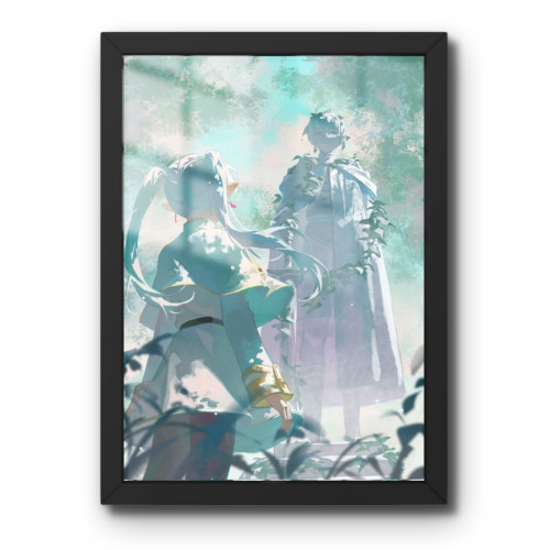 Quadro Decorativo A3 - Frieren E A Jornada Para O Além - Moldurado Premium - Modelo V-Moldurado-