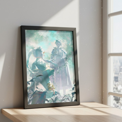 Quadro Decorativo A3 - Frieren E A Jornada Para O Além - Moldurado Premium - Modelo V - Moldurado - #