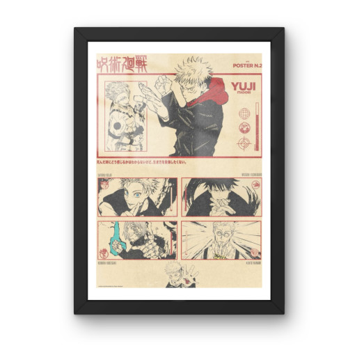 Quadro Decorativo A3 - Jujutsu Kaisen - Yuji Itadori - Moldurado Premium Personalizado # - Produto Original