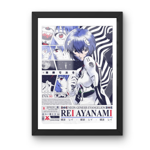 Quadro Decorativo A3 - Rei Ayanami - Neon Genesis Evangelion - Moldurado Premium Personalizado # - Produto Original