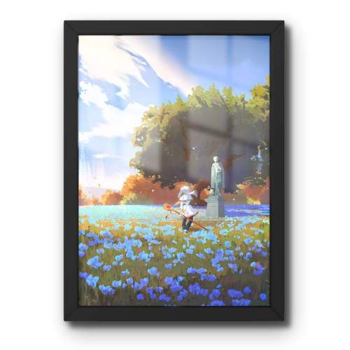 Quadro Decorativo A3 - Frieren E A Jornada Para O Além  - Moldurado Premium - Modelo 002-Moldurado-