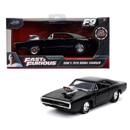 Action Figures Miniatura Dodge Charger R/T Dom's 1970 Preto Fosco 1:32-Velozes E Furiosos-