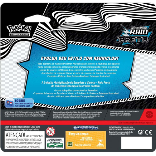 TRIPLE PACK POKÉMON REUNICLUS EV10.5 RAIO PRETO COPAG 19 CARTAS - Pokemon Estampas Ilustradas - #
