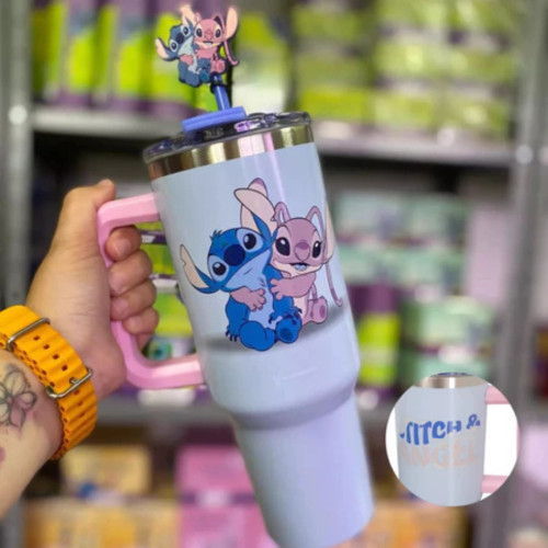 Caneca e Copo Canecão Tumbler Stitch Com canudo-Disney Lilo & Stitch-