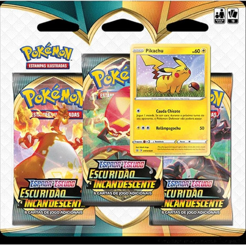 Triple Pack Pokémon TCG Escuridão Incandescente - Pikachu-Pokemon TCG-