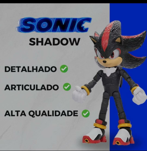 Action Figures Shadow 13cm Sonic 3 Jakks Pacific Sunny Sonic 3 O Filme Shadow Robotinik Eggman Shadow 12cm Tails Knucles Sega Amy - Sonic 3 - #